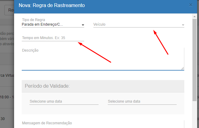 monitoramento veicular e regras de rastreamento