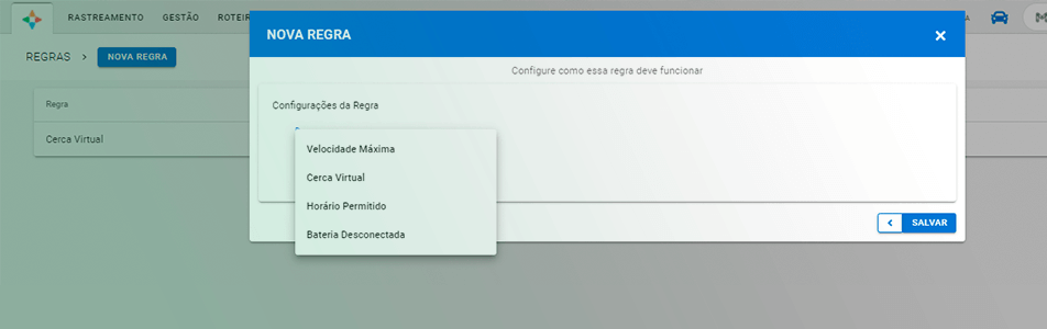 Tela de regras - Facilidades proporcionadas pela automação