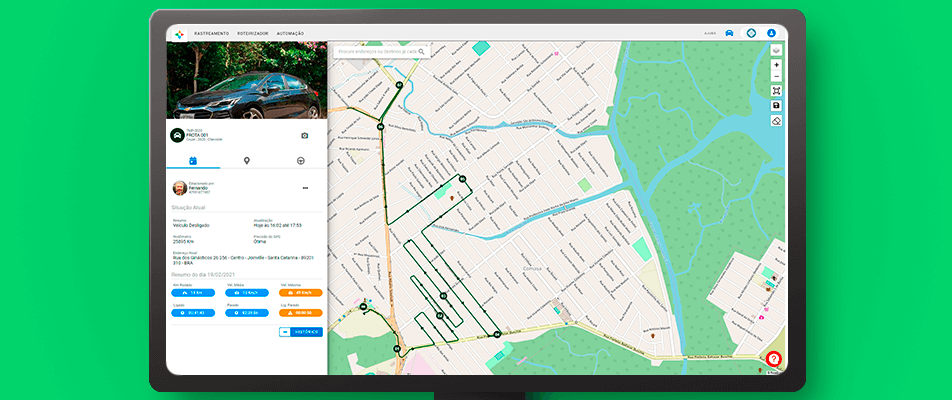 tela do sistema de rastreamento veicular rotaexata