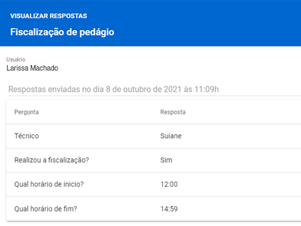 Respostas de formulários