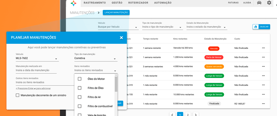 checklists de manutenção