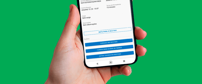 Formulário de Automação no aplicativo do celular EuRota