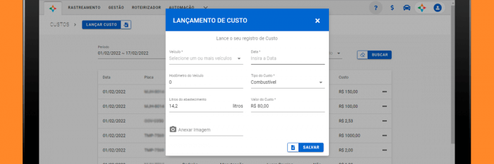 Lançamentos de Custos no Sistema RotaExata